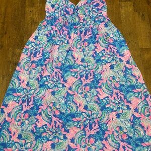 Lilly Pulitzer Pink and Blue Floral Midi Dress